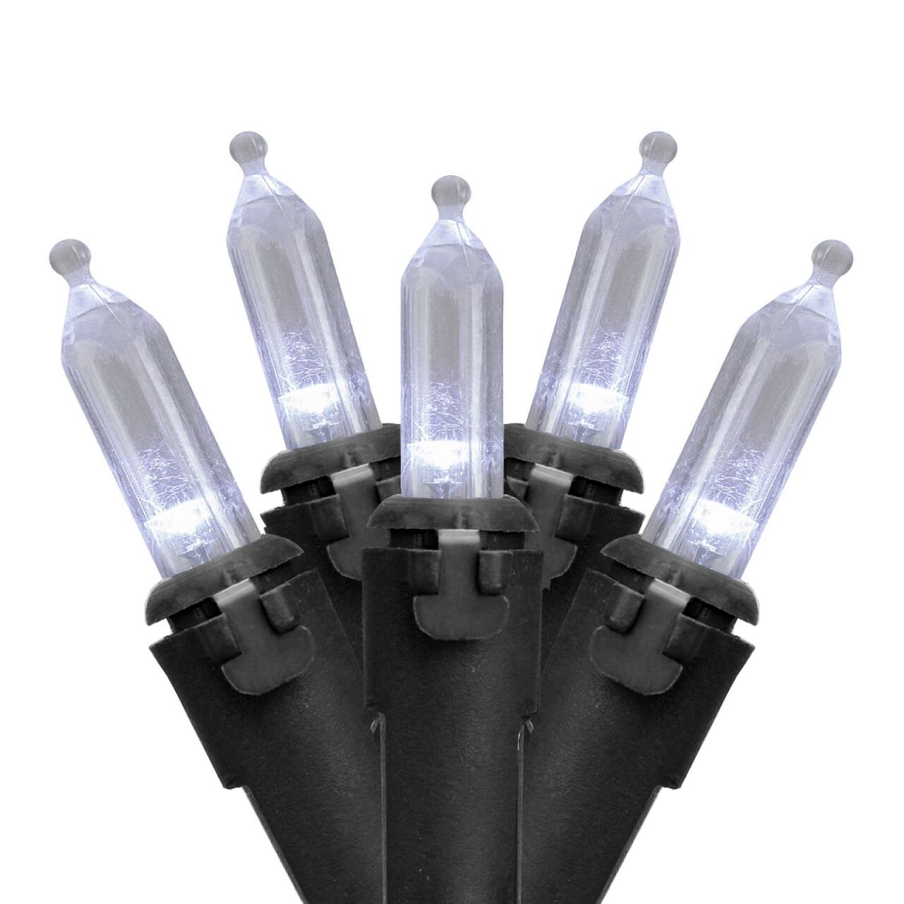 100ct. Pure White LED Mini Christmas String Lights with Black Wire